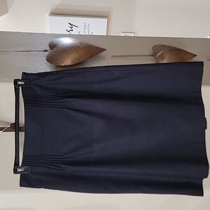 WORTHINGTON Business Casual Dark Blue Chambray Skirt w/ Kick Pleat Size 14